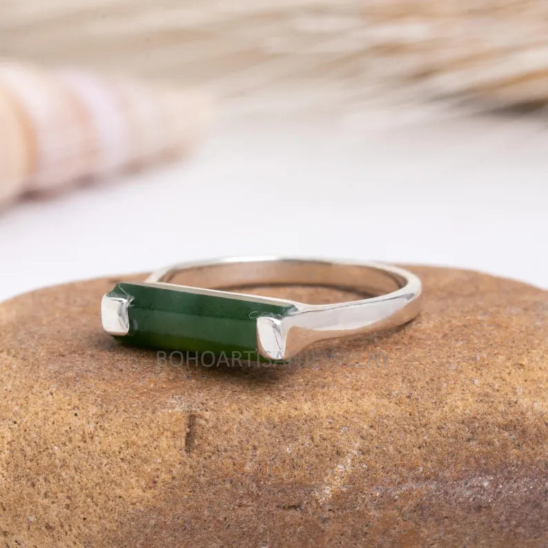 Rainbow Moonstone Bar Ring, Thin Bar Ring, Sterling Silver Ring, Stackable Jewelry, Dainty Bar Ring, June Birthstone Jewelry, Gift for her