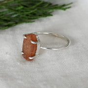 Raw Sunstone Ring: Natural 925 Sterling Silver Boho Ring