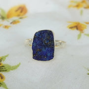 Raw Lapis Lazuli Ring: Sterling Silver Boho Artisan Jewelry