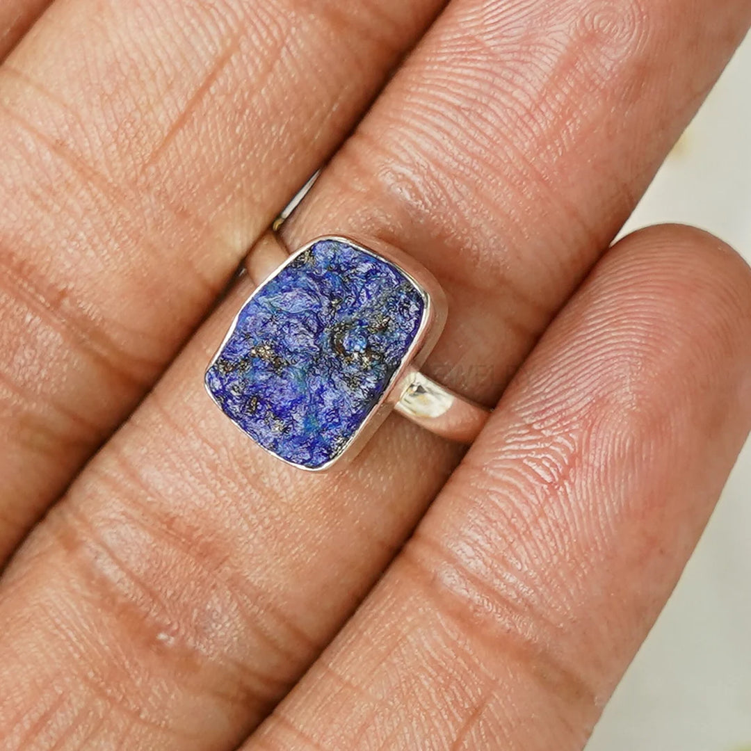 Raw Lapis Lazuli Ring: Sterling Silver Boho Artisan Jewelry