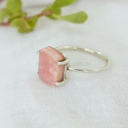 Handmade Pink Opal Sterling Silver Ring: Boho Minimalist Jewelry