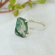 Moss Agate Ring: 925 Sterling Silver, Handmade Boho Jewelry