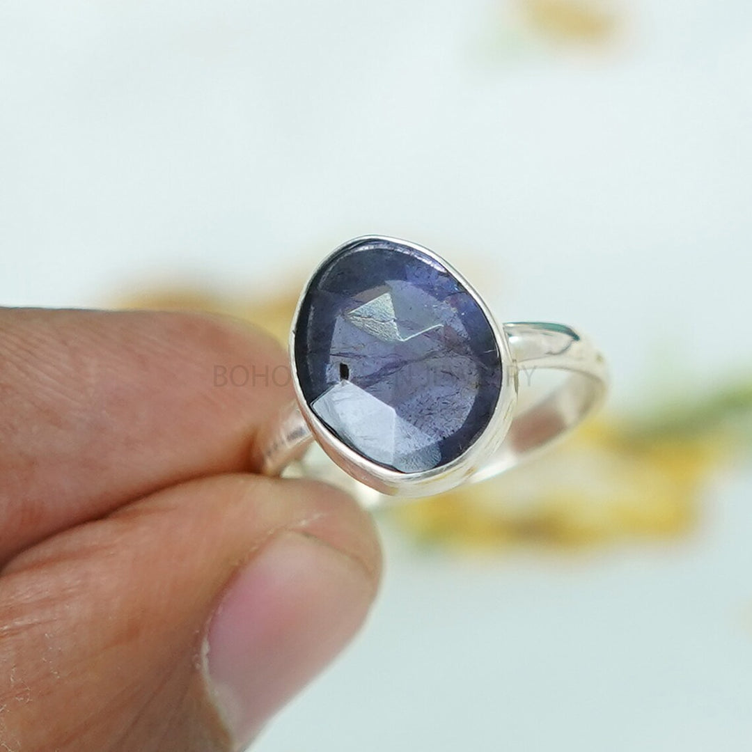 Buy Rose Cut Iolite Ring: Sterling Silver Boho Jewelry