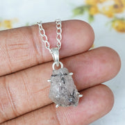 Raw Black Rutile Quartz Pendant: Sterling Silver Boho Artisan Jewelry