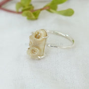 Raw White Coral Ring: Sterling Silver Boho Jewelry
