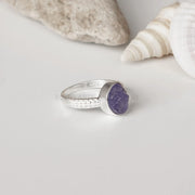 Raw Tanzanite Sterling Silver Ring: December Birthstone, CZ Accents