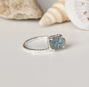 Raw Labradorite Sterling Silver Ring: Dainty Boho Artisan Jewelry