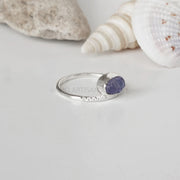 Raw Tanzanite Ring: Dainty Sterling Silver Band, December Birthstone