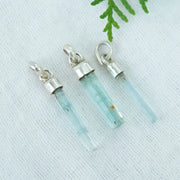 Raw Aquamarine Crystal Pendant: Sterling Silver Boho Jewelry
