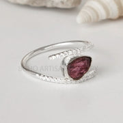 Raw Pink Tourmaline Ring: Sterling Silver Stacking Ring, October Birthstone