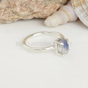 Raw Dumortierite Quartz Ring: Sterling Silver Crystal Ring