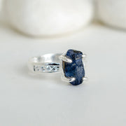 Raw Sapphire Ring: Sterling Silver, CZ, September Birthstone
