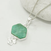 Raw Emerald Pendant Necklace: Handmade Sterling Silver Crystal Jewelry