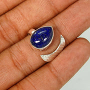 Raw Lapis Lazuli Ring: 925 Sterling Silver, Adjustable Boho Jewelry