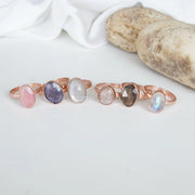 Raw Rainbow Moonstone Ring: 925 Sterling Silver, Rose Cut Gemstone