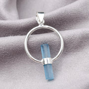 Raw Aquamarine Pendant: Sterling Silver Crystal Necklace, March Birthstone