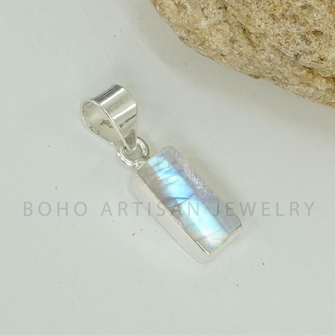 Rainbow Moonstone Pendant, Raw Moonstone Crystal Necklace Pendant, Raw Gemstone Jewelry, June Birthstone, Healing Crystal, Gift for Her