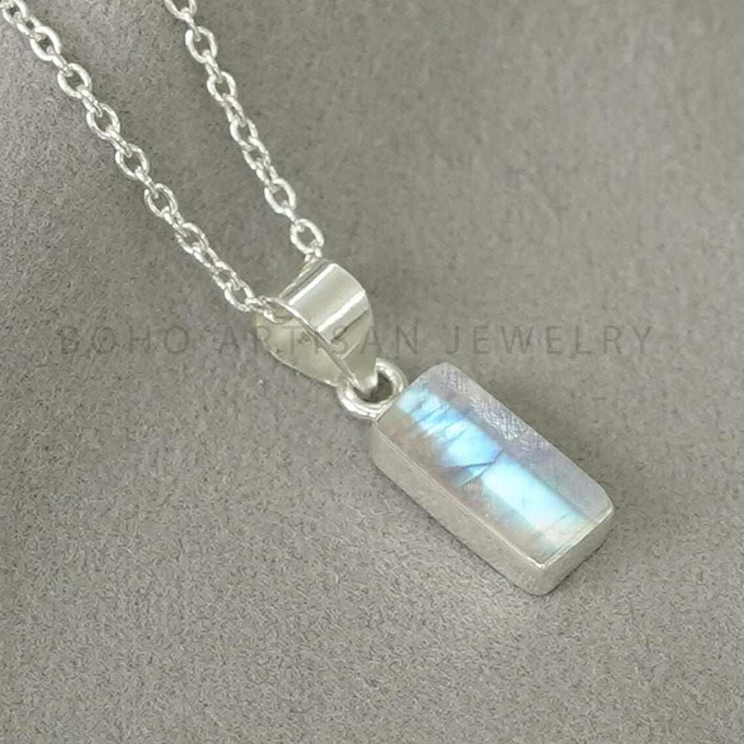 Rainbow Moonstone Pendant, Raw Moonstone Crystal Necklace Pendant, Raw Gemstone Jewelry, June Birthstone, Healing Crystal, Gift for Her