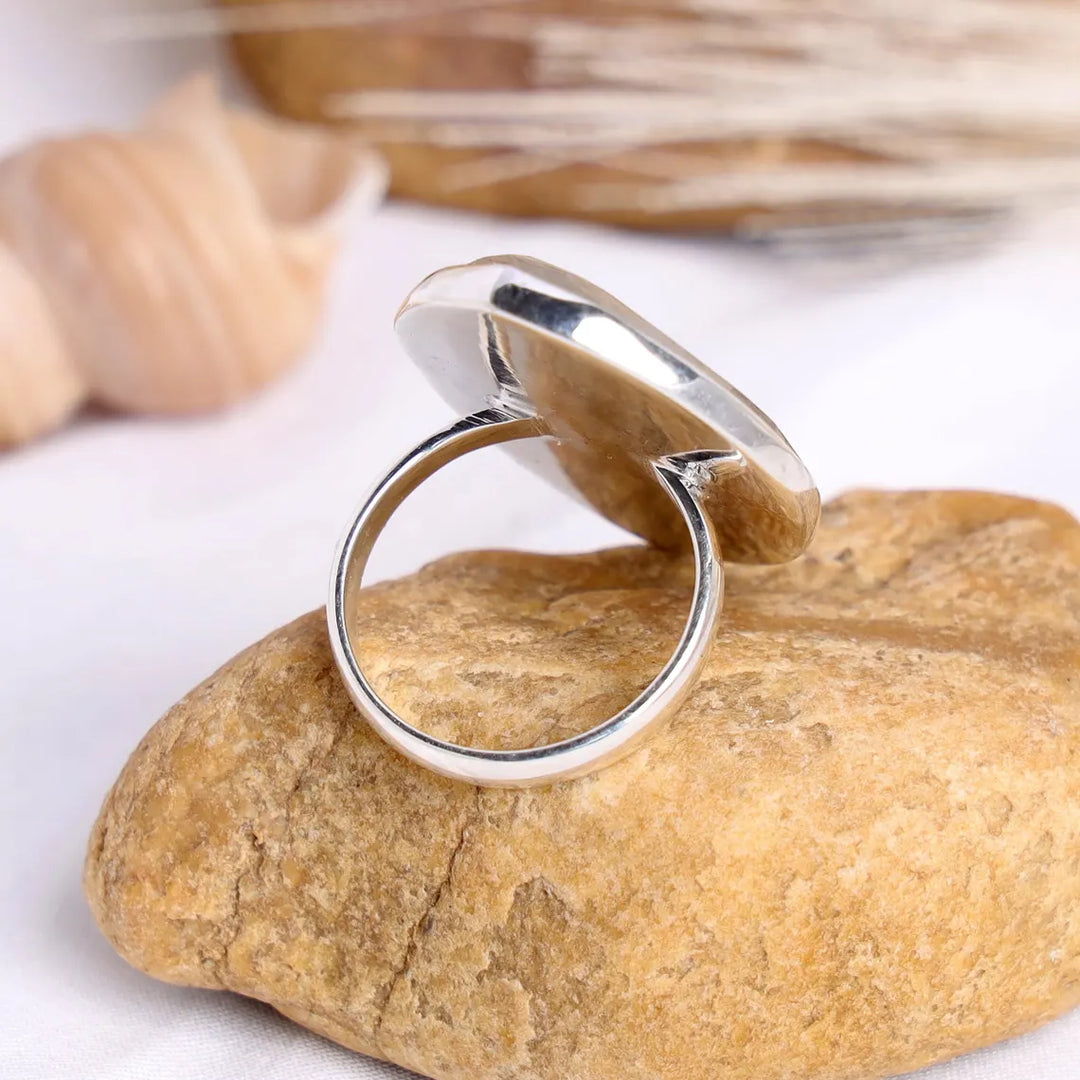 Raw Black Rutile Quartz Ring: Handmade Sterling Silver Boho Jewelry