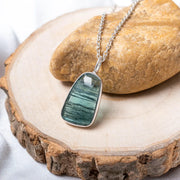 Indicolite Tourmaline Pendant, Sterling Silver Necklace Pendant, Handmade Gemstone Jewelry, Raw Teal Crystal Necklace, Gift For Her