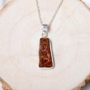 Raw Orange Kyanite Pendant Necklace: Handmade Sterling Silver Boho Jewelry