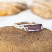 Amethyst Bar Ring, Handmade Silver Jewelry, 925 Sterling Silver Ring, Purple Gemstone Ring, Women Promise Ring, Wedding Ring, Gift For Her