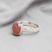 Handmade Strawberry Quartz Ring: 925 Sterling Silver Boho Jewelry