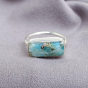 Larimar Bar Ring: Handmade Sterling Silver Boho Gemstone Jewelry