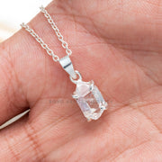 Herkimer Diamond Pendant, 925 Sterling Silver, Raw Herkimer Uncut Diamond Necklace, Handmade Jewelry, April Birthstone, Gift for Her