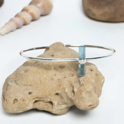 Raw Aquamarine Cuff Bracelet, Aquamarine Stick Bangle Bracelet, Handmade Silver Jewelry, Adjustable Bracelet, March Birthstone, Gift For Her