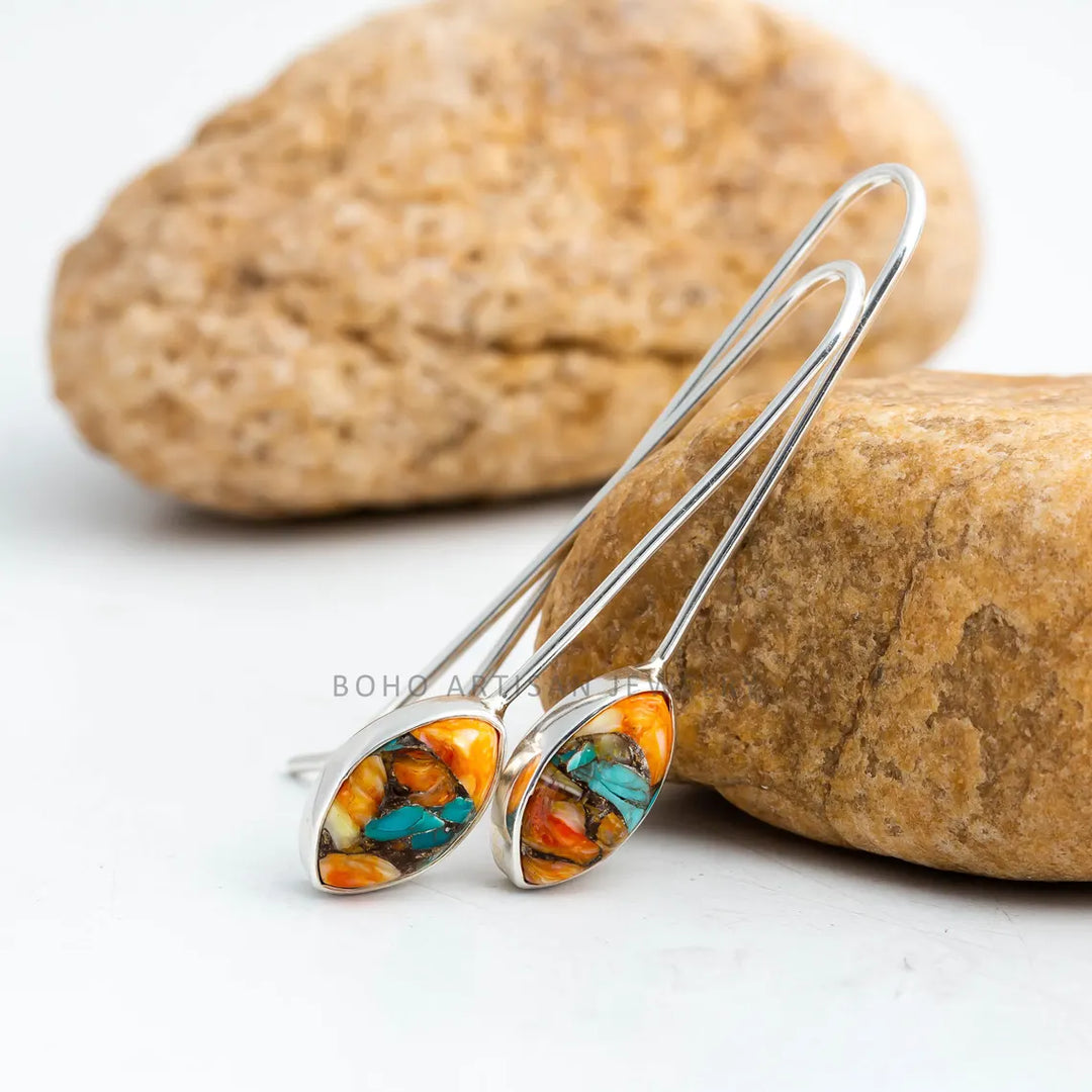 Oyster Turquoise Earrings, Silver Handmade Earrings, Dangle Earrings, 925 Sterling Silver Jewelry, Women Earring, Boho Earring, Gift For Her