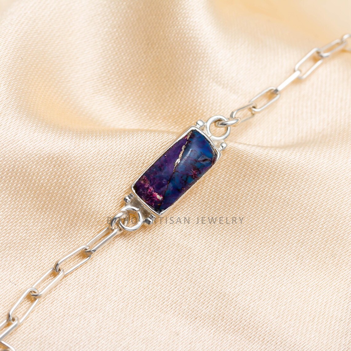 Purple Turquoise Cuff Bracelet: Handmade Sterling Silver Adjustable Jewelry