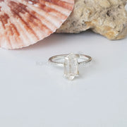 Handmade Herkimer Diamond Ring: Raw Quartz Sterling Silver Band