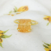 Imperial Topaz Ring, Imperial Topaz Gold Ring, Silver Handmade Ring, Boho Ring, Rough Stone Ring, November Birthstone - Gift For Girls