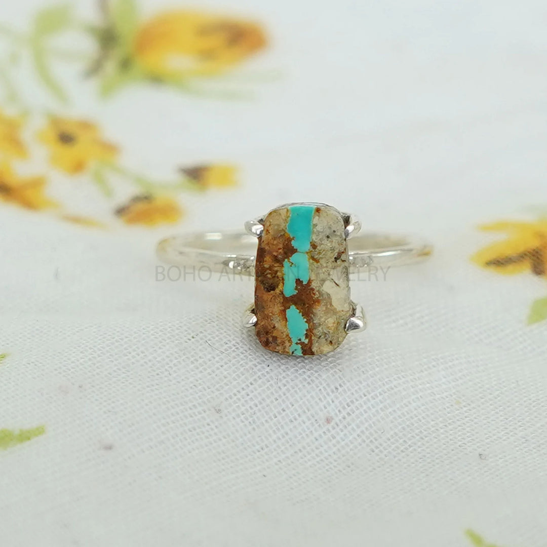 Royston Turquoise Ring: Sterling Silver Boho Jewelry