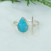 Pear Turquoise Sterling Silver Ring: Adjustable Boho Jewelry