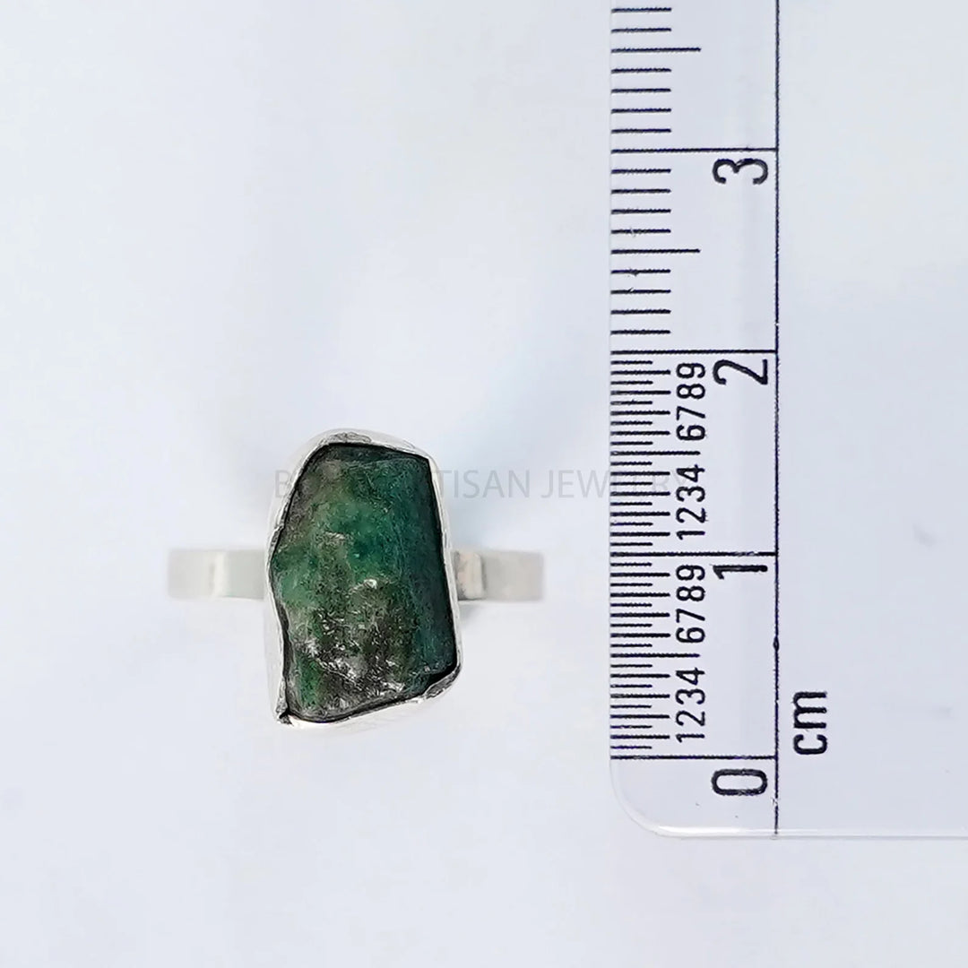 Raw Emerald Ring - Emerald Crystal Ring - Silver Handmade Ring - Boho Ring - Natural Emerald - Rough Stone Ring - Birthday Gift For Her