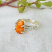 Orange Fire Opal Ring, Mexican Fire Opal Ring, October Birthday Gift, Raw Stone Jewelry, Ring For Women, Engagement Ring - Gift For Her