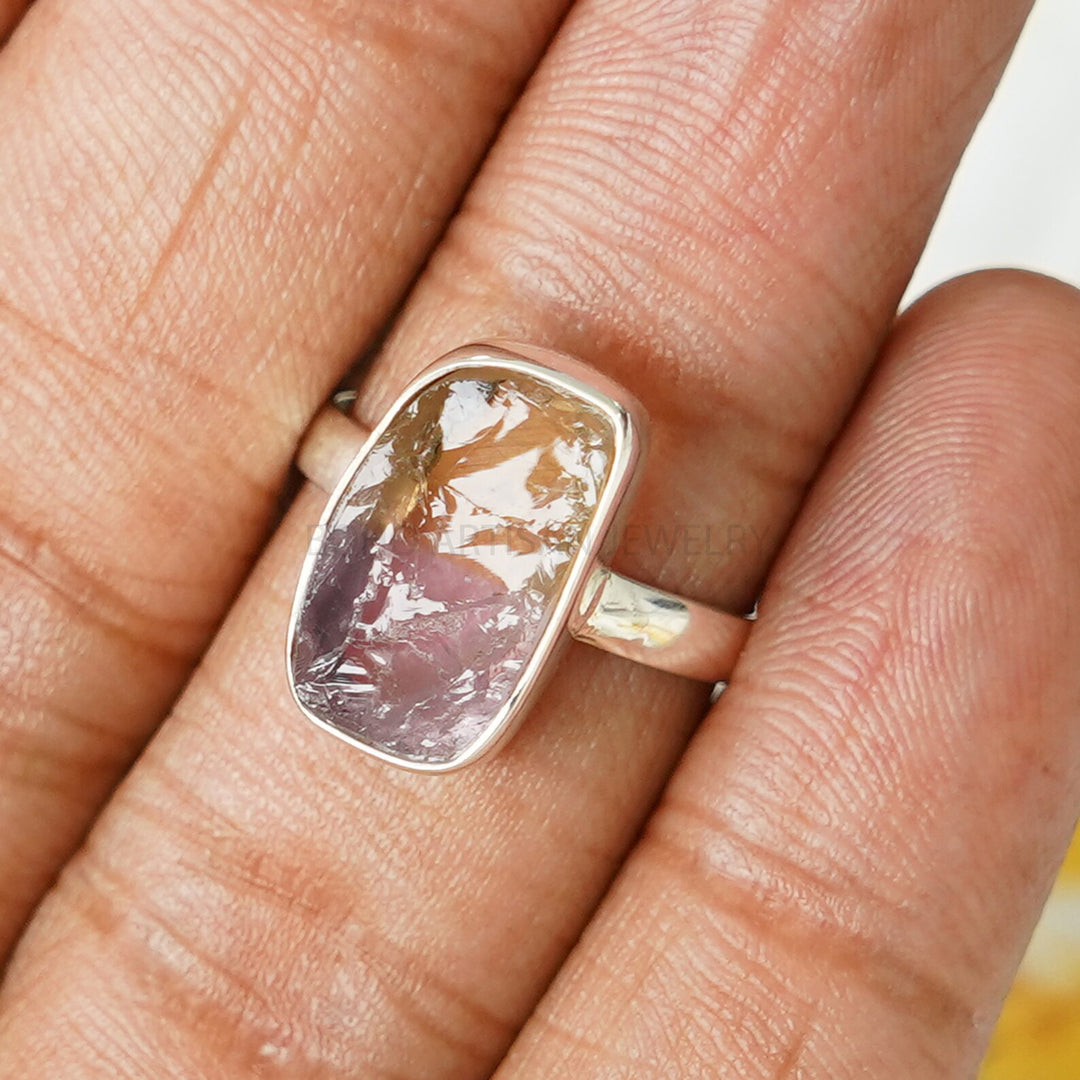Raw Ametrine Ring, Bi Color Gemstone Ring, Handmade Ring, Ametrine Silver Jewelry, Boho Ring, Birthstone Ring | Gift For Girls