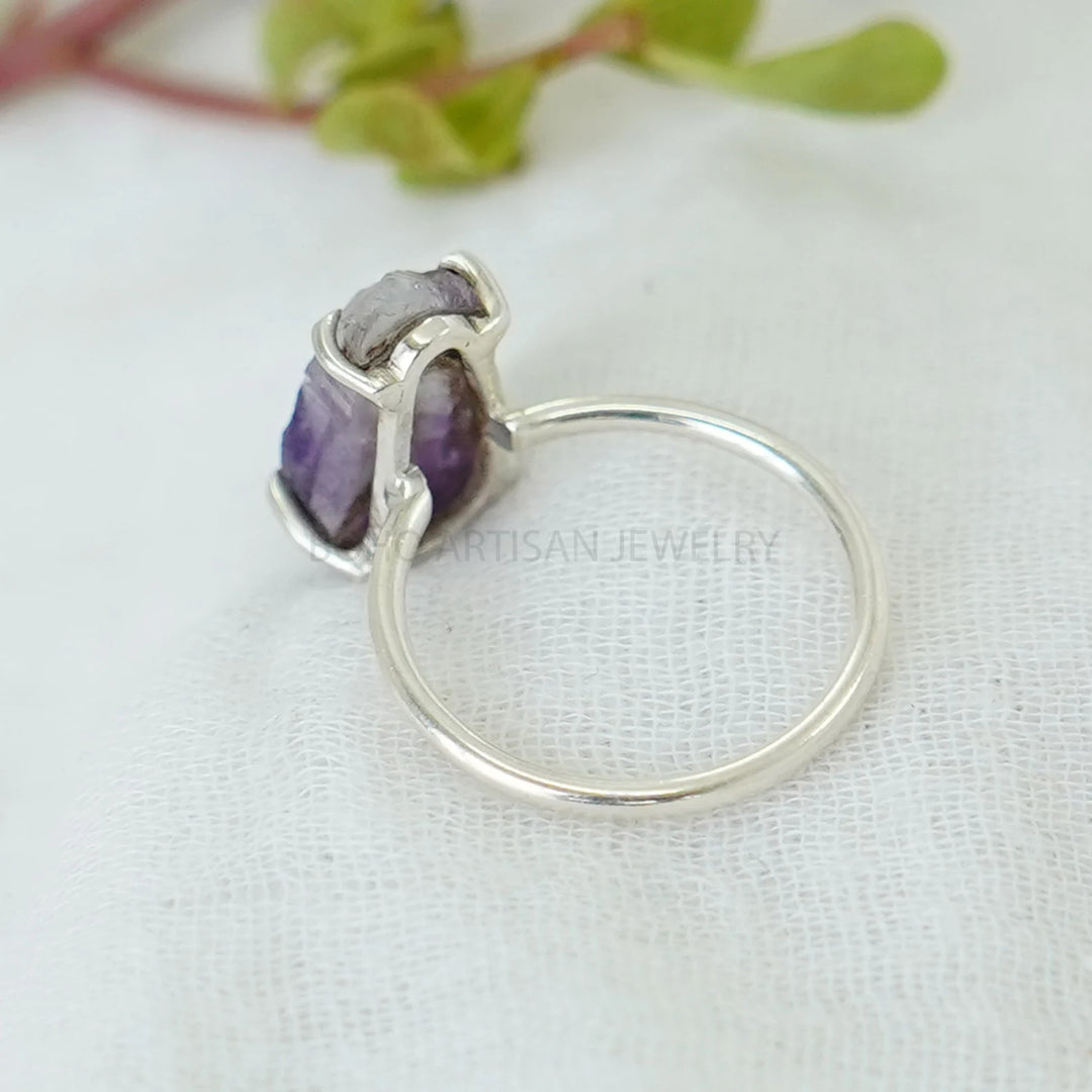 Raw Amethyst Ring, Raw Crystal Ring, Ring For Women, Handmade Ring, Boho Ring, Raw Gemstone Ring, Birthstone Ring, Unique Ring, Gift For Her
