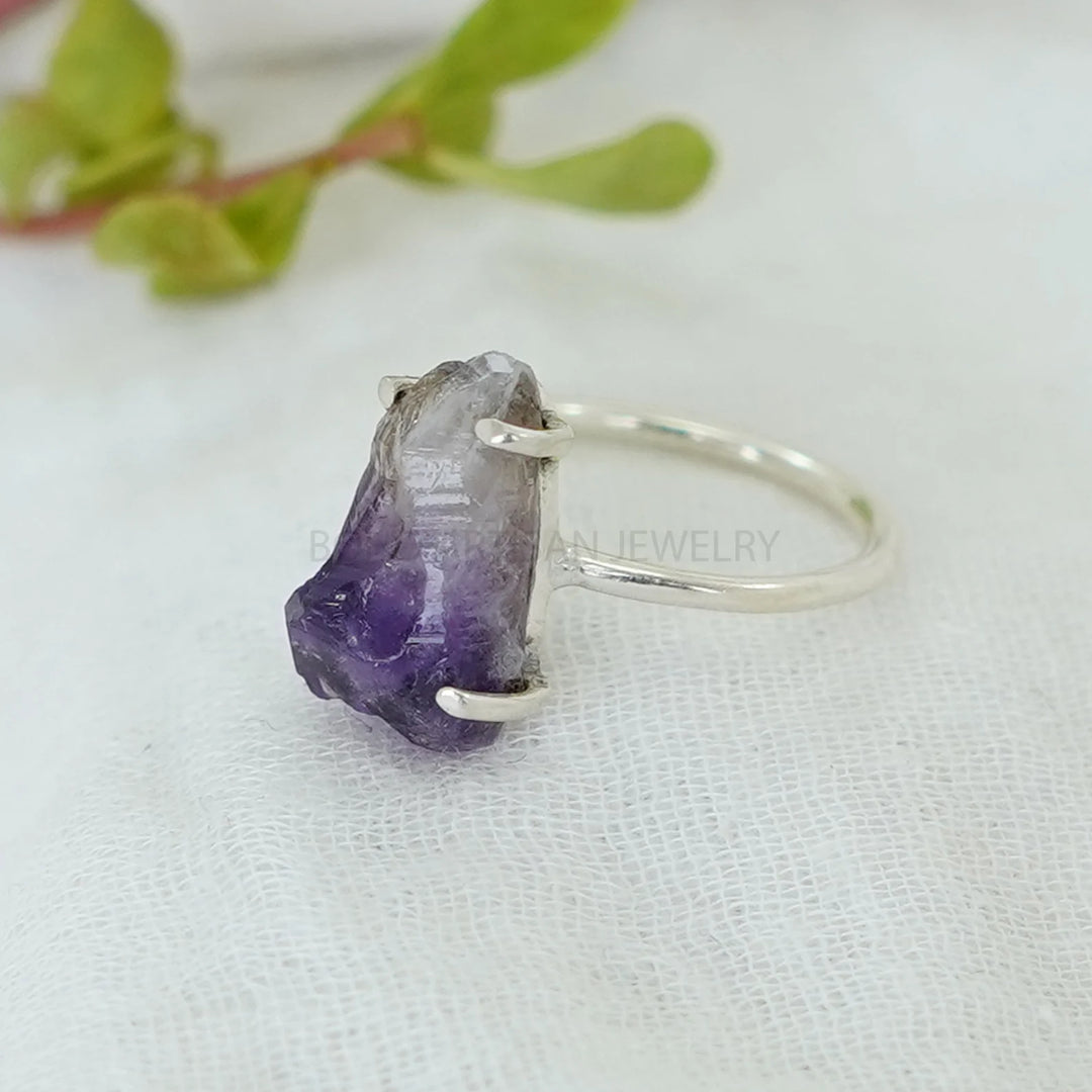 Raw Amethyst Ring, Raw Crystal Ring, Ring For Women, Handmade Ring, Boho Ring, Raw Gemstone Ring, Birthstone Ring, Unique Ring, Gift For Her