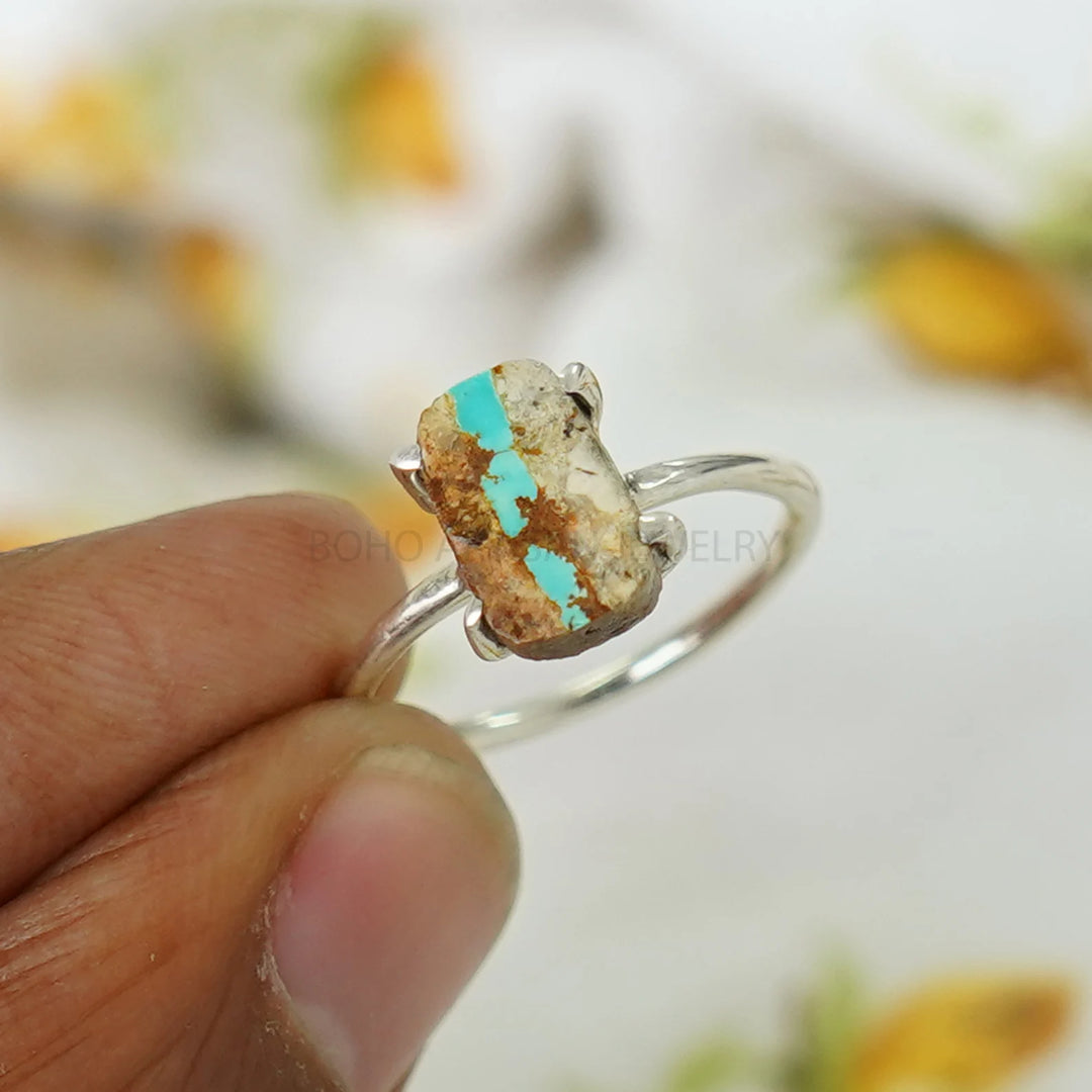Royston Turquoise Ring: Sterling Silver Boho Jewelry