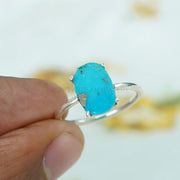 Oval Turquoise Ring: Handmade Sterling Silver Boho Jewelry