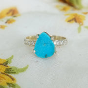 Raw Turquoise Sterling Silver Ring: December Birthstone, Boho Jewelry