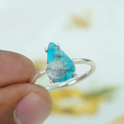 Raw Turquoise Sterling Silver Ring: Boho Artisan Jewelry