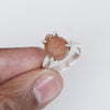 Raw Sunstone CZ Ring, Natural Fire Sunstone, 925 Sterling Silver Ring, Raw Stone Ring, Birthstone Ring, Raw Crystal Ring, Gift for women
