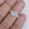 Raw Rainbow Moonstone Ring: Sterling Silver Boho Jewelry