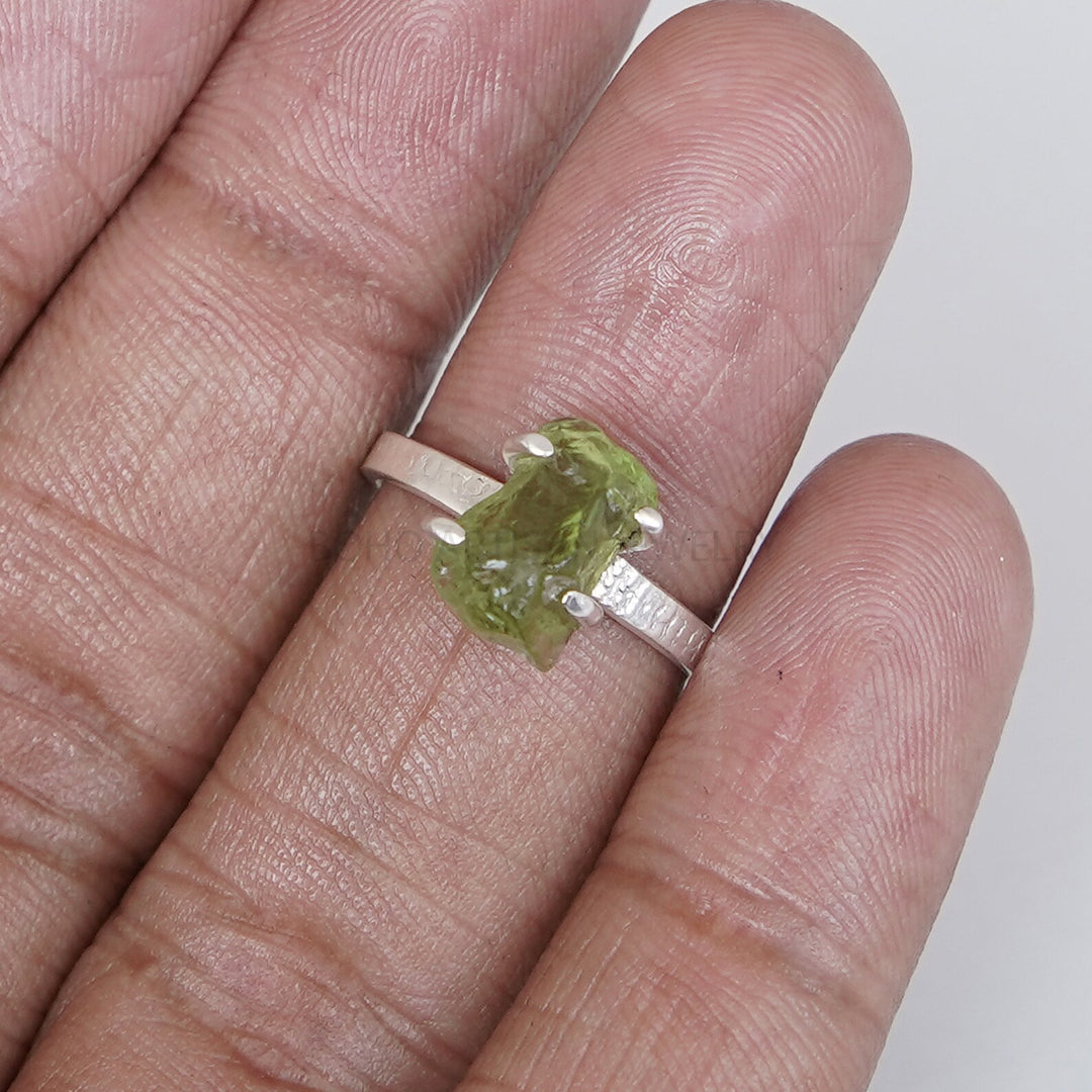 Raw Aquamarine Ring: Sterling Silver Textured Band, March Birthstone