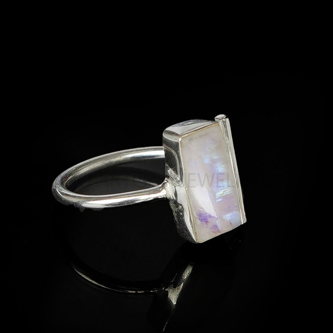 Moonstone Cabochon Ring: Adjustable Sterling Silver, Handmade Boho Jewelry