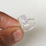 Moonstone Cabochon Ring: Adjustable Sterling Silver, Handmade Boho Jewelry
